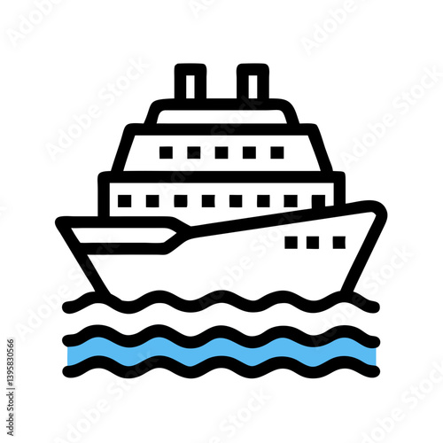 Cruise Ship Sea Travel Icon Design