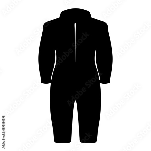 Black Long Sleeve Jumpsuit Bodysuit Onesie Zip Front Clothing Apparel Fashion Design Silhouette Illustration