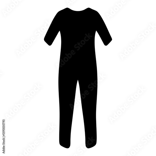 Black Bodysuit One Piece Short Sleeve Jumpsuit Full Length Outfit Clothing Apparel