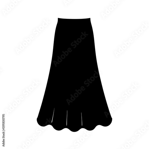 Elegant Black Maxi Skirt Fashion Design Illustration
