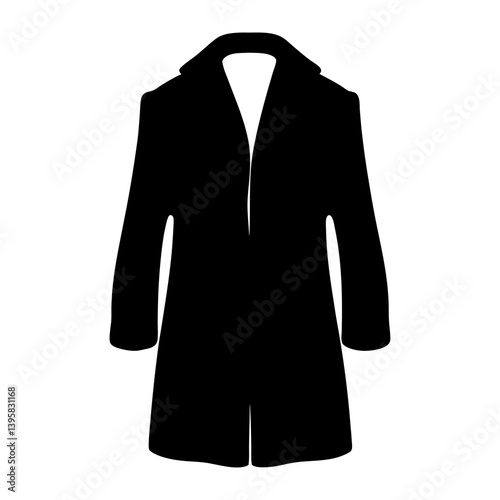 A Black LongSleeved Coat Icon Illustration for Fashion Design and Apparel