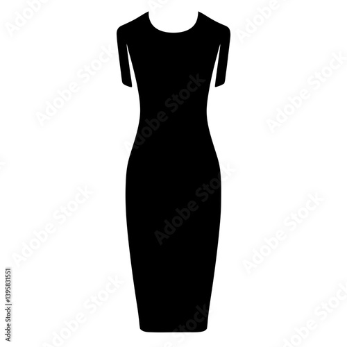 Elegant Black Bodycon Dress Fashion Design Silhouette Illustration
