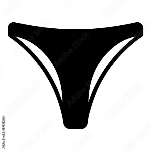 Simple Black Silhouette of Womens Underwear Bikini Panties