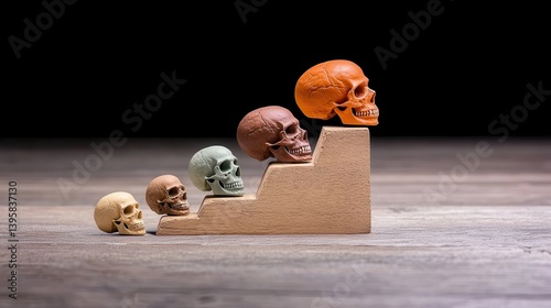 Human evolution infographic showcasing skull development studio environment high-resolution visualization