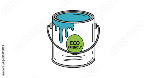 Eco-Friendly Paint Can with Dripping Blue Paint  