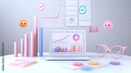 Digital marketing trends modern office infographic graphics kawaii style gigapixel quality creative environment photo