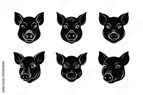 pig head snout vector art silhouette