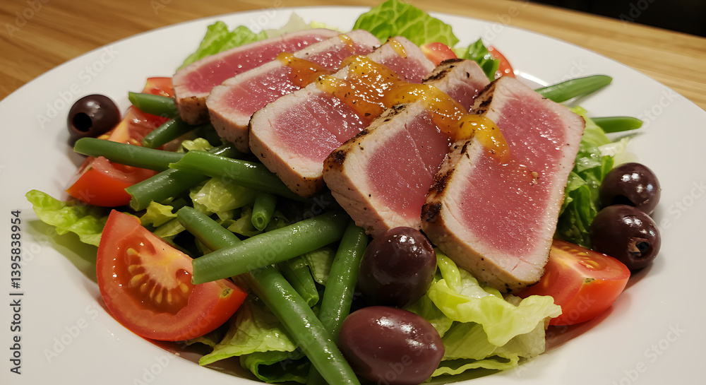 Delicious And Healthy Ni?oise Salad With Seared Tuna And Olives Delicious And Healthy Ni?oise Salad With Seared Tuna And Olives