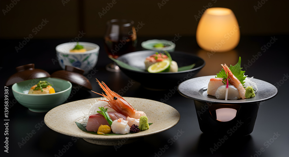 Elegant Japanese Kaiseki Dinner With Artistic Presentation And Fine Dining Elegant Japanese Kaiseki Dinner With Artistic Presentation And Fine Dining
