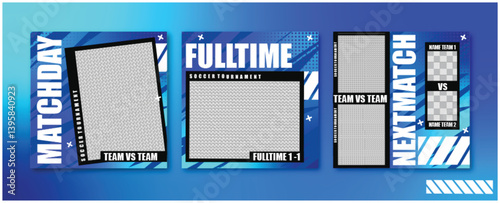 Feminine socSport social media post template , Football Match day , Full time , Next match