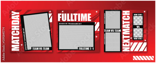 Feminine socSport social media post template , Football Match day , Full time , Next match