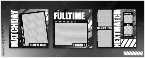 Feminine socSport social media post template , Football Match day , Full time , Next match