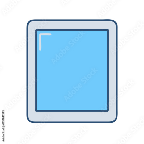 Illustration of a blue screen tablet device for digital communication and mobile technology use case
