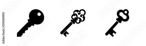 Key icon. Lock, access account, login, password, house key, security symbol. Vector illustration.