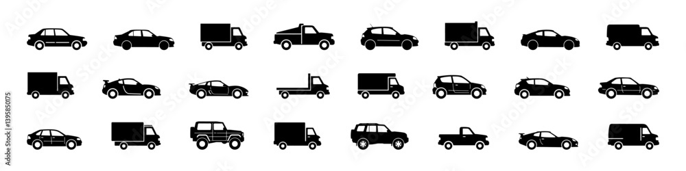 Car icon set. Transport, transportation symbol in linear style. Vector illustration Car icon set. Transport, transportation symbol in linear style. Vector illustration