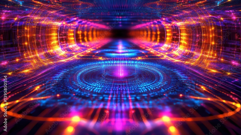 Glowing Quantum Circuits Forming Intricate Grid Pattern Glowing Quantum Circuits Forming Intricate Grid Pattern