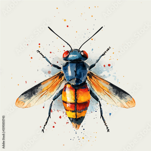 Firefly, watercolor illustration, isolated on a white background.

