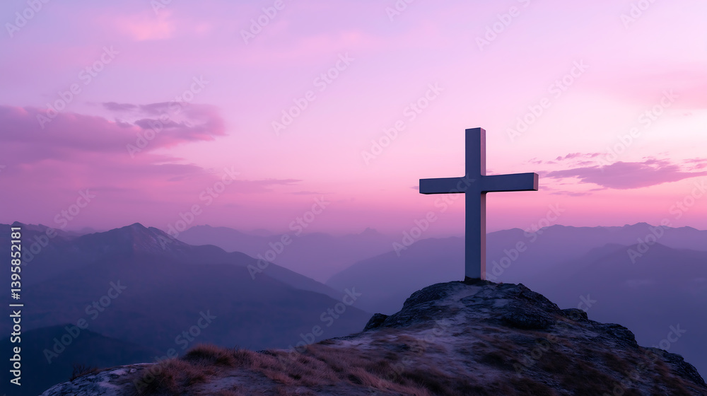 Christian Holy Cross with copy space in evening time. Christian Holy Cross with copy space in evening time.
