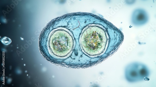 Cryptosporidium Parvum Oocyst Rendering Illustration in Blue Medical Concept photo