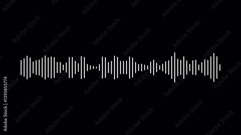 white line sound wave visualization voice record, sound wave audio wave form isolated on a transparent background. Audio waveform background. Audio sound waves spectrum animation.