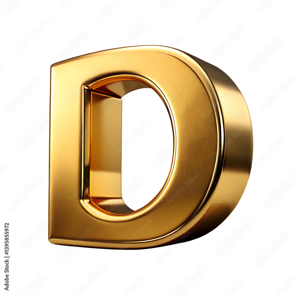 Golden Letter D Icon Stylish Metallic Alphabet Isolated on White Background Golden Letter D Icon Stylish Metallic Alphabet Isolated on White Background