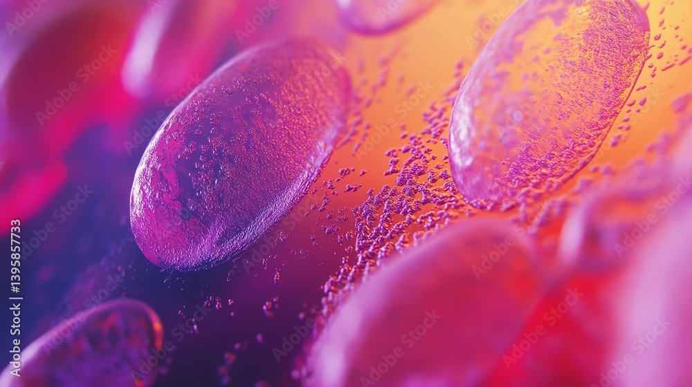 Close Up Pink Bacteria Cells Magnified for Science and Health Themes