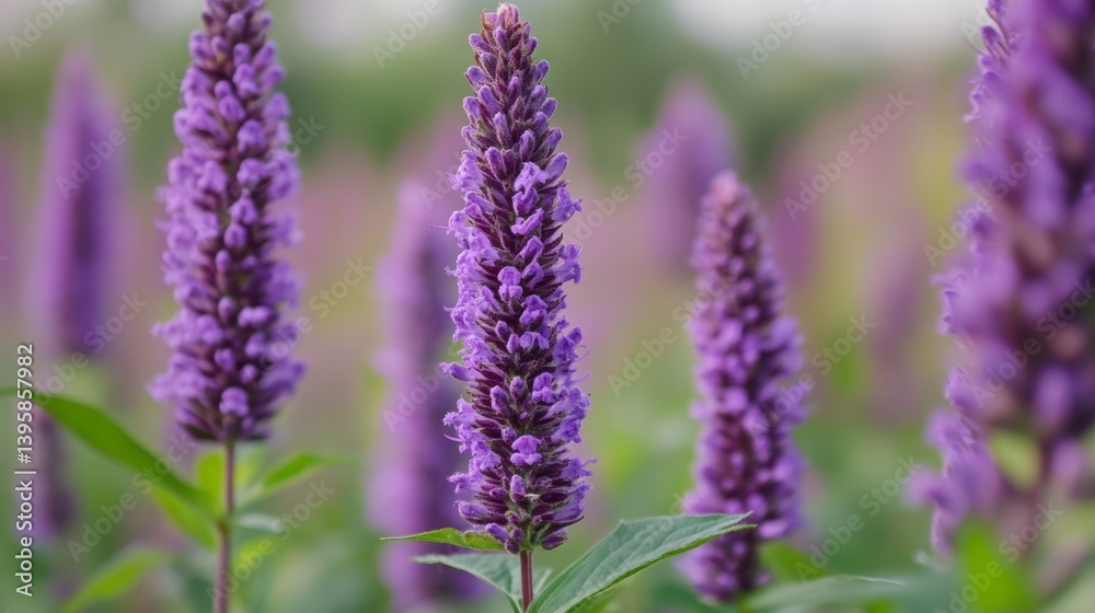 Obraz premium Purple Flowers in Bloom: A Stunning Display of Nature's Beauty