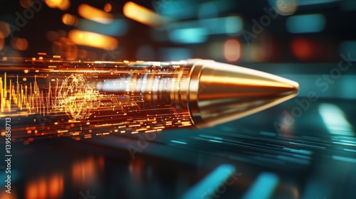 Futuristic pen, data streams, digital, abstract background, tech concept