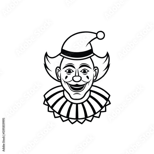 clown face hand drawn line art vector Illustrator 