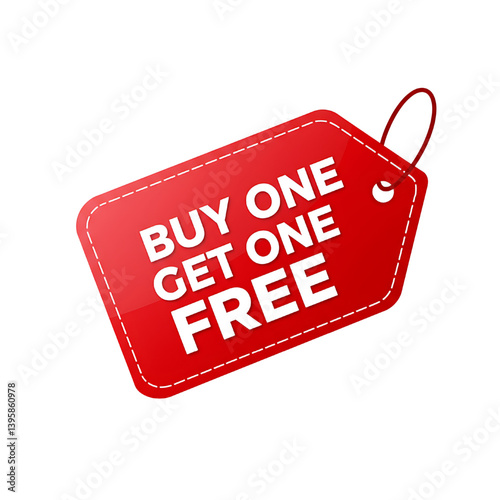 Buy one get one free promotional tag vector isolated on white background 