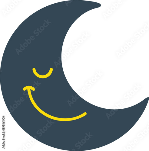 waning moon smile with star