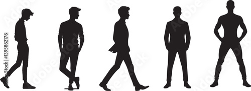 Silhouettes of Men in Confident and Casual Poses