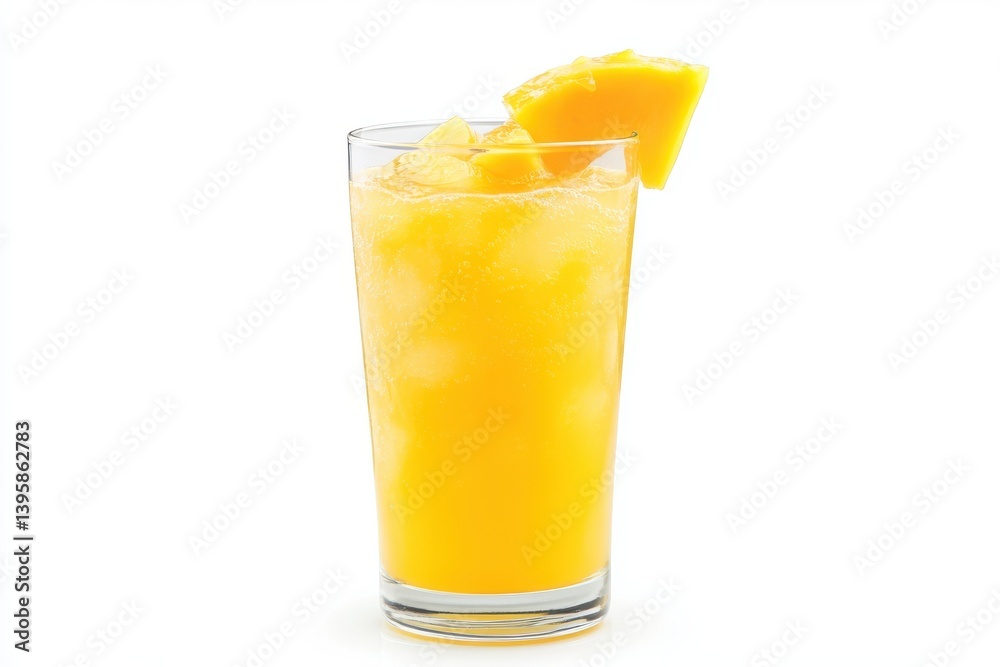 Tall glass of mango beverage isolated on white background Tall glass of mango beverage isolated on white background