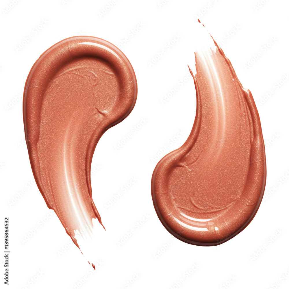 Fototapeta premium Shimmering copper blush strokes, a luxurious whisper of color against a pristine white background, evokes a feeling of radiant beauty and effortless elegance.