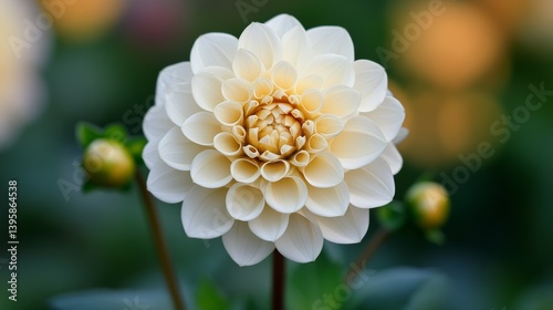 Creamy Dahlia Bloom in a Garden