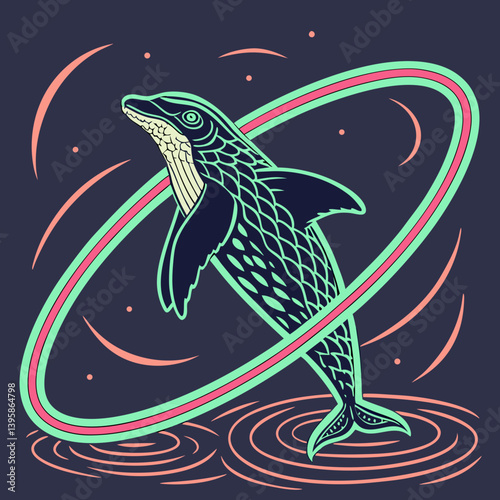 Sci-fi holographic loading circle with animated flicker
