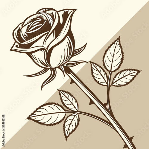 Metallic rose symbol with embossed 3D effect