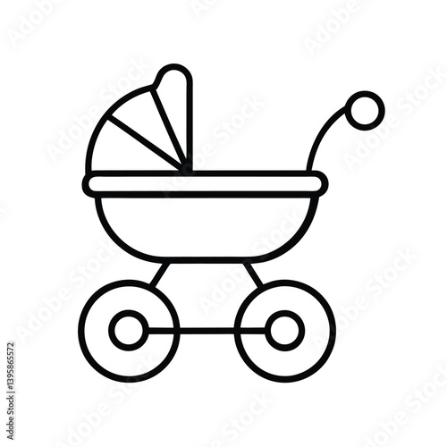 Baby Carriage Line Art Illustration.
