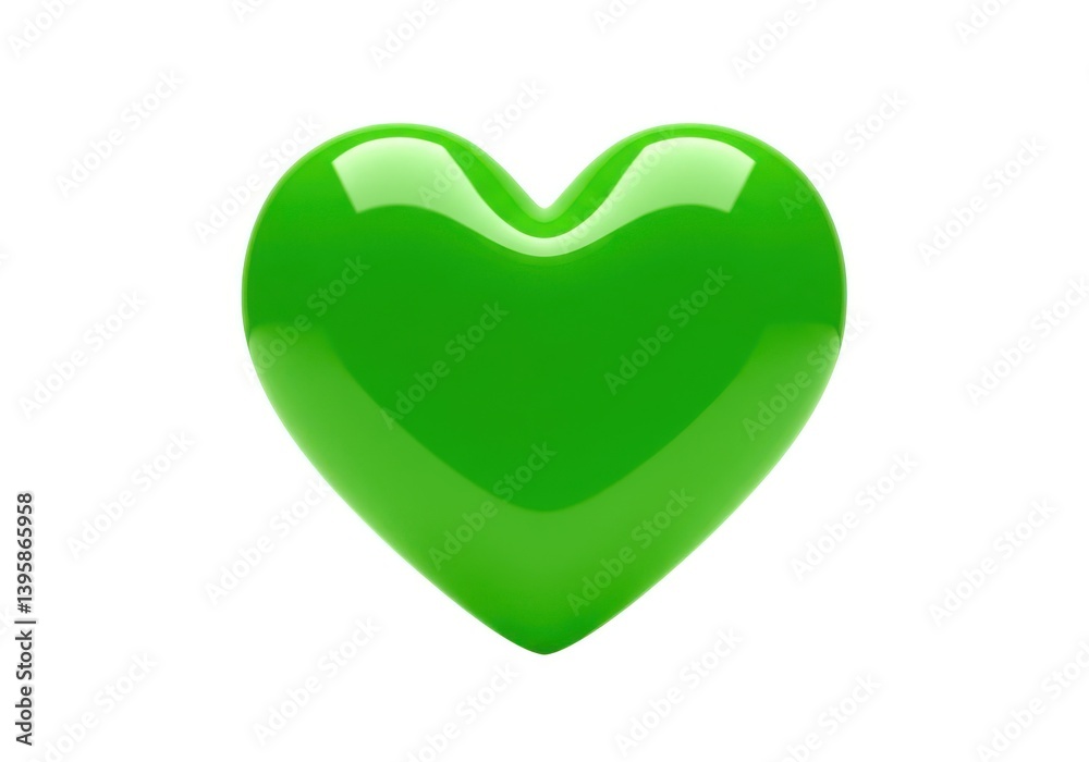 Bright green heart illustration symbol of love and health isolated on white background Bright green heart illustration symbol of love and health isolated on white background
