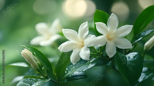 Serene White Flowers in Lush Greenery