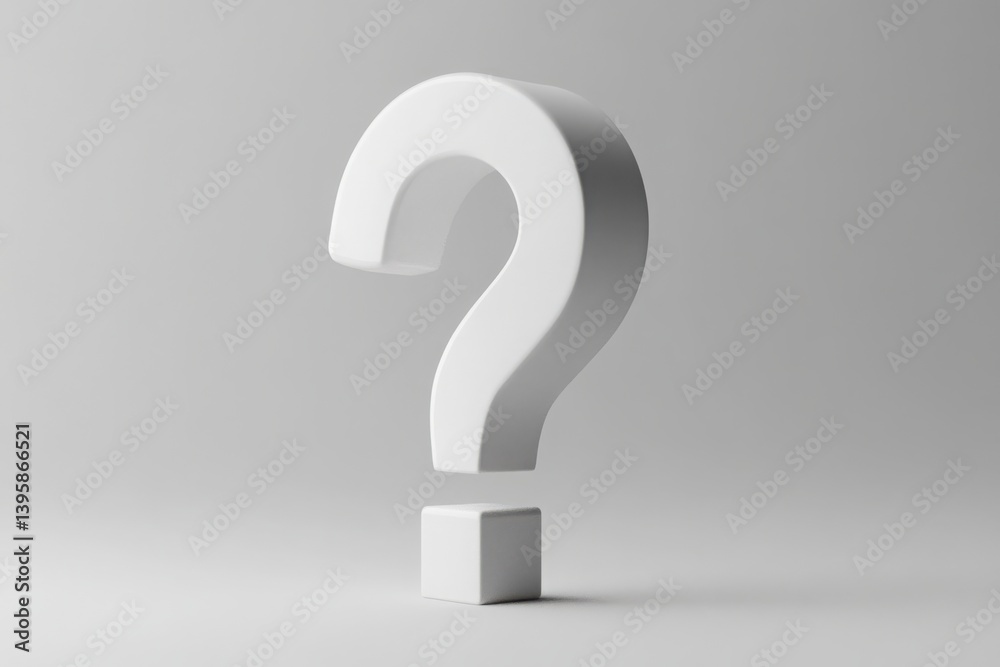 A simple white question mark on white background A simple white question mark on white background