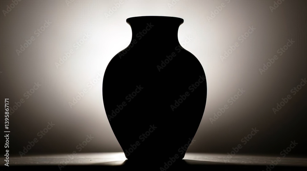 Silhouette of a vase against a gradient background with soft lighting