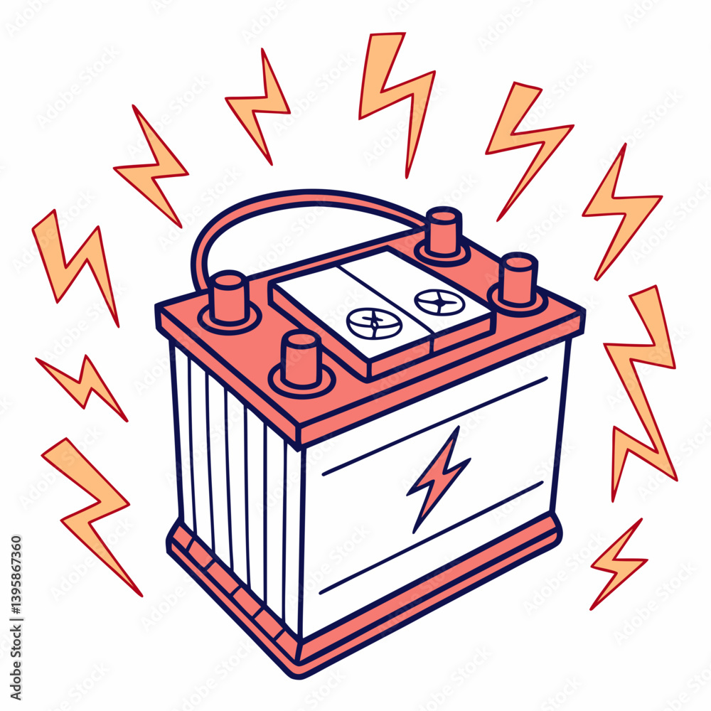 Fototapeta premium A high-voltage battery symbol surrounded by electrical arcs