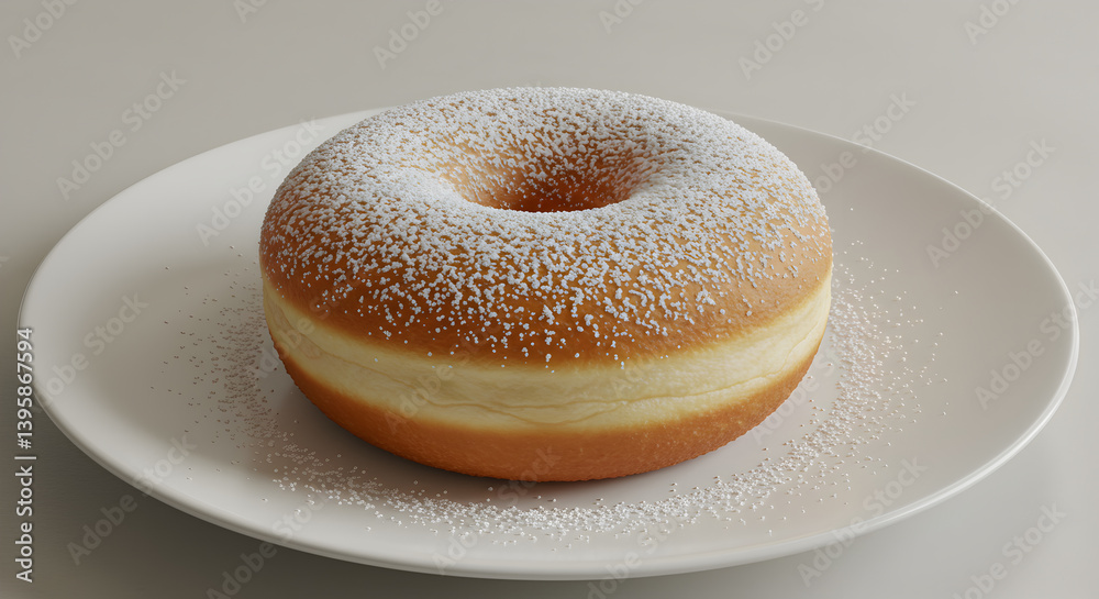 Powdered Sugar Donut On A Plate High Quality For Commercial Use Powdered Sugar Donut On A Plate High Quality For Commercial Use