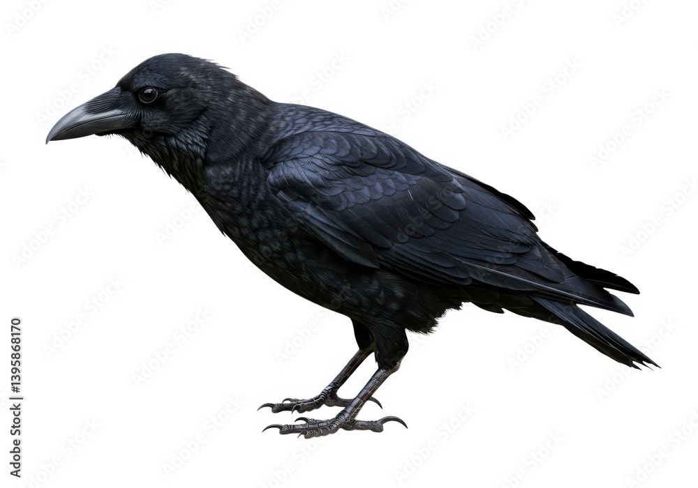 Obraz premium Isolated raven image for halloween or wildlife photography isolated on white background