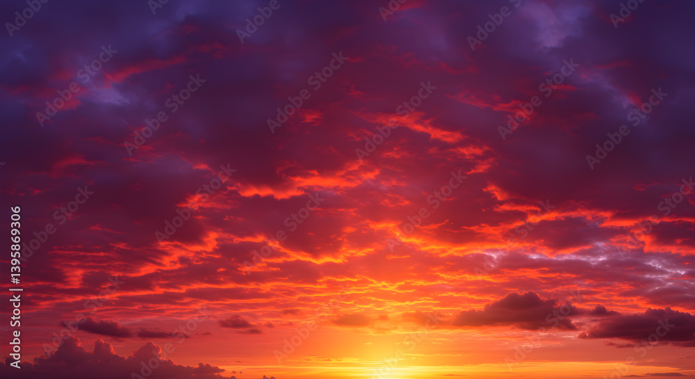 Fototapeta premium Vibrant Twilight Sky With Gradient Clouds At Sunset Scenery Background