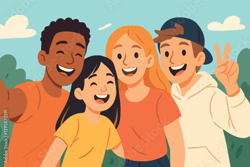 Group of friends enjoying outdoor adventure together