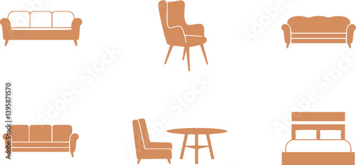 Furniture Logo Set. set of bed, chair, table, wardrobe icons. vector illustration
