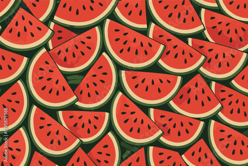 Vibrant watermelon pattern with sliced fruit for summer designs