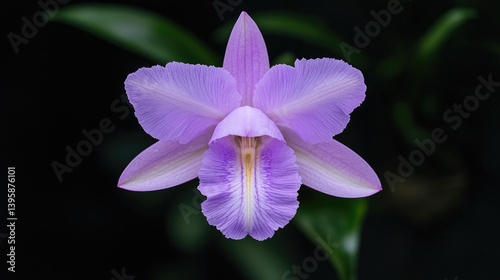 Close-up of a delicate, vibrant purple orchid photo
